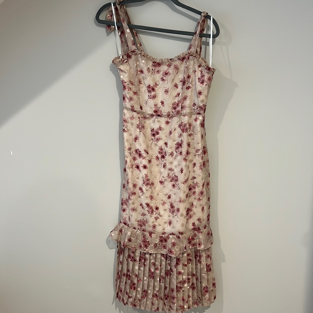 Beige and pink floral dress
